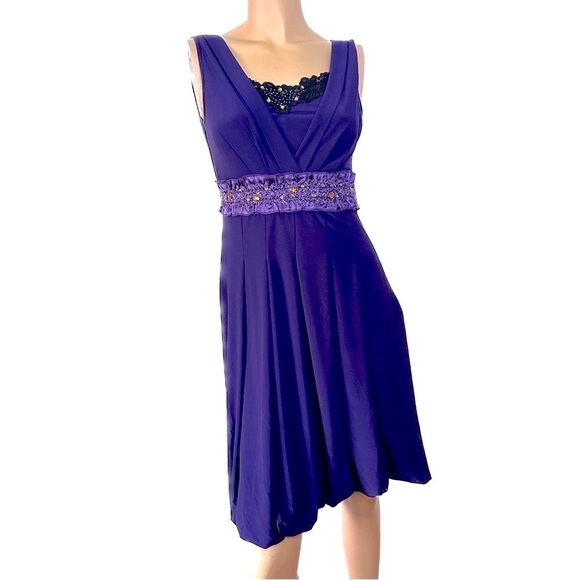 G & An’ge Dresses & Skirts - NWT Vintage 90s Embroidered Appliqué Purple Fit Flare Cocktail Dress 4 (EU 36)